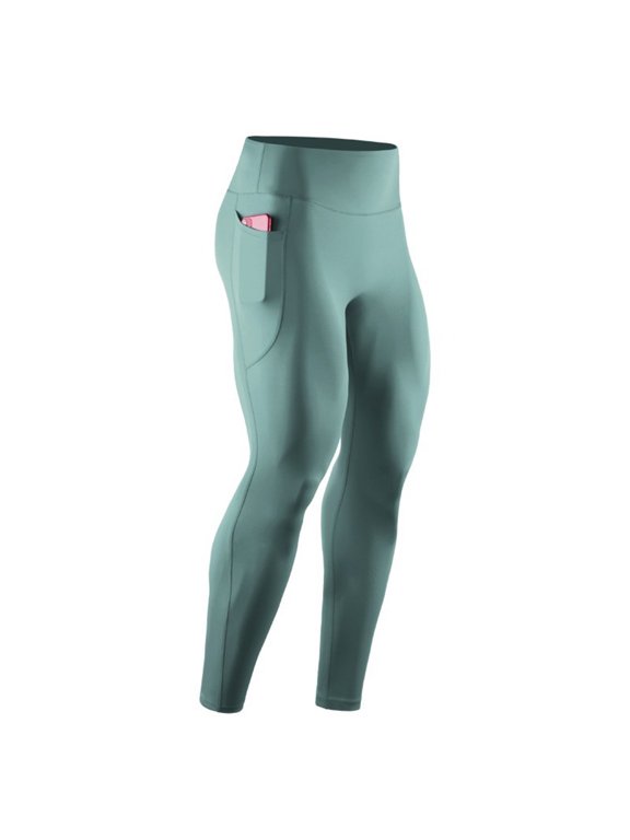 Men's Compression Pants High-Waist - Tight Fitness Trousers with Pockets, Great Base Layer Sweatpants for Running, Training, and Athletic Support,Green L