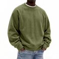 thumbnail image 1 of IAJDKMEK Men's Corduroy Crewneck Sweatshirt - Relaxed Fit Long Sleeve Pullover Top for Men, Casual Everyday Sweatshirt with Soft Texture,Army Green L, 1 of 7