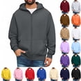 thumbnail image 1 of IAJDKMEK Men's Full Zip Solid Hoodie - Long Sleeve Open Front Sweatshirt for Men, Casual Top with Pockets, Comfortable Sweatshirt Jacket, 1 of 5
