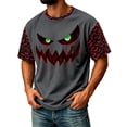 thumbnail image 1 of IAJDKMEK Men's Halloween Corduroy T-Shirt - Short Sleeve Round Neck Letter Print, Casual Shirts for Men, Lightweight Graphic Tee for Daily & Party,Dark Gray 3XL, 1 of 8