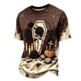 thumbnail image 1 of IAJDKMEK Men's Halloween Graphic Tee - Round Neck Short Sleeve, Lightweight Summer Shirts for Men, Casual T-Shirts with Funny Print for Everyday,Brown L, 1 of 5