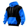 thumbnail image 1 of IAJDKMEK Men's Hoodie Sweatshirt Long Sleeve - Color Block with Pockets Casual Sports Pullover, Comfortable Hooded Top for Men,Blue L, 1 of 5