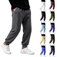thumbnail image 1 of IAJDKMEK Men's Jogger Sweatpants Tapered Leg - Drawstring Elastic Waist Fleece Lined Solid Color Casual Lounge Pants for Men Gym,Brown XL, 1 of 8