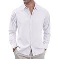thumbnail image 1 of IAJDKMEK Men's Long Sleeve Button Down Shirt - Loose Collared Casual Top, Relaxed Shirts for Men with Classic Button Front, Soft Mens Casual Shirts for Smart Events,White XL, 1 of 7