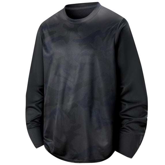 IAJDKMEK Men's Long Sleeve Camo Shirts - Breathable Sports Top, Color Block Casual Shirts with Camouflage Print, Active Mens T-Shirts for Gym,Black M