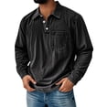 thumbnail image 1 of IAJDKMEK Men's Long Sleeve Collared Shirt – Solid Washed Sport Style, Casual Shirts for Men, Button Front, Chest Pocket, Active Everyday Top,Black M, 1 of 3