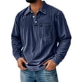 thumbnail image 1 of IAJDKMEK Men's Long Sleeve Collared Shirt – Solid Washed Sport Style, Casual Shirts for Men, Button Front, Chest Pocket, Active Everyday Top,Navy L, 1 of 3
