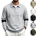 thumbnail image 1 of IAJDKMEK Men's Long Sleeve Polo Shirts - Color Block Button Down Collared Tops, Casual Sport Commute Shirts for Work and Travel,Army Green L, 1 of 6