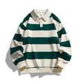 thumbnail image 1 of IAJDKMEK Men's Long Sleeve Polo Shirts - Striped Casual Golf Shirts, Lightweight Relaxed Fit, Grea Polo Shirts with Soft Knit for Mature Urban Style,Army Green L, 1 of 8