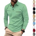 thumbnail image 1 of IAJDKMEK Men's Long Sleeve V Neck Shirt - Button Down Casual Tops with Pocket, Classic Solid Shirts for Work and Everyday,Dark Gray XL, 1 of 5