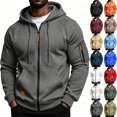 thumbnail image 1 of IAJDKMEK Men's Multi-Pocket Zip Up Hoodie - Lightweight Jacket for Sports, also Works as a Cozy Sweatshirt for Everyday Wear, Travel Friendly, 1 of 9