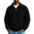 thumbnail image 1 of IAJDKMEK Men's Polo Collar Solid Long Sleeve Fleece Sweatshirt - Full Zip Pullover for Men, Fall Winter Top with Warm Inner,Black S, 1 of 6