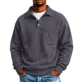 thumbnail image 1 of IAJDKMEK Men's Polo Collar Solid Long Sleeve Fleece Sweatshirt - Full Zip Pullover for Men, Fall Winter Top with Warm Inner,Gray L, 1 of 6