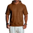 thumbnail image 1 of IAJDKMEK Men's Short Sleeve Hooded Shirt - Retro Casual Top, Vintage Shirt for Men, Soft Breathable Summer Pullover Shirt,Brown 2XL, 1 of 8