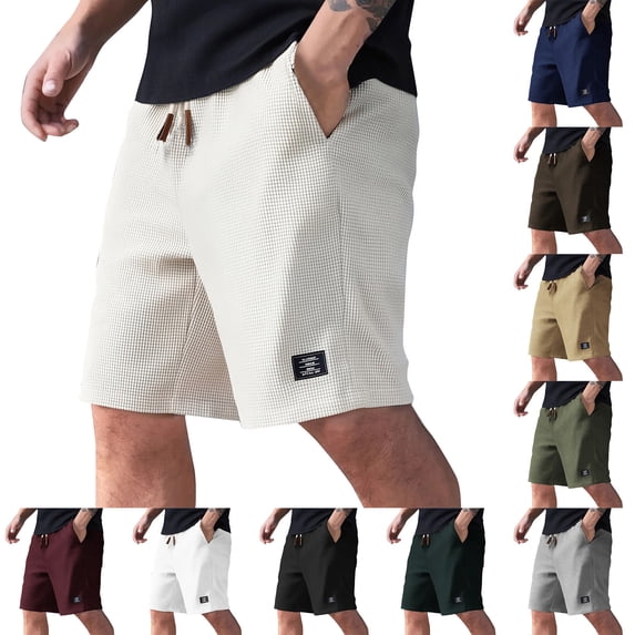IAJDKMEK Men's Summer Color Casual Shorts - Textured Multi-Pocket Shorts, Great Hiking Shorts and Everyday Shorts for Men,Army Green L