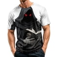 thumbnail image 1 of IAJDKMEK Men's Summer Graphic T-Shirt - Halloween Print Crewneck Tee for Men, Lightweight Breathable, Funny Casual Shirts for Daily & Costume Party,Light Gray XL, 1 of 7