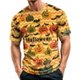 thumbnail image 1 of IAJDKMEK Men's Summer Graphic T-Shirt - Halloween Print Crewneck Tee for Men, Lightweight Breathable, Funny Casual Shirts for Daily & Costume Party,Yellow 3XL, 1 of 7