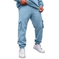 thumbnail image 1 of IAJDKMEK Men's Sweatpants Cargo Jogger Style - Drawstring Elastic Waist Four Pockets Fleece Lined Solid Color Tapered Cuffed Pants for Men Gym,Light Blue 2XL, 1 of 9