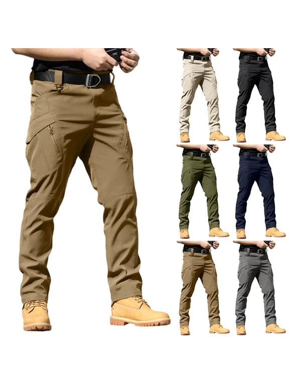 Men's Thermal Lined Cargo Pants - Zippered Work Pants for Men with Multi-Pocket, Ideal as Hiking Pants and All-Weather Casual Pants for Travel