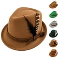 thumbnail image 1 of IAJDKMEK Oktoberfest Hat with Feather for Men and Women, German Bavarian Festival Jazz Hat, Traditional Felt Headwear, One Size, 1 of 4