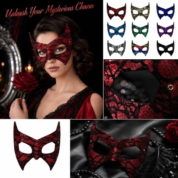 IAJDKMEK Snake Print Lace Masquerade Mask - Bat Design Eye Mask, Masquerade Mask, Fancy Dress Party Costume Atmosphere Prop Accessory for Ball