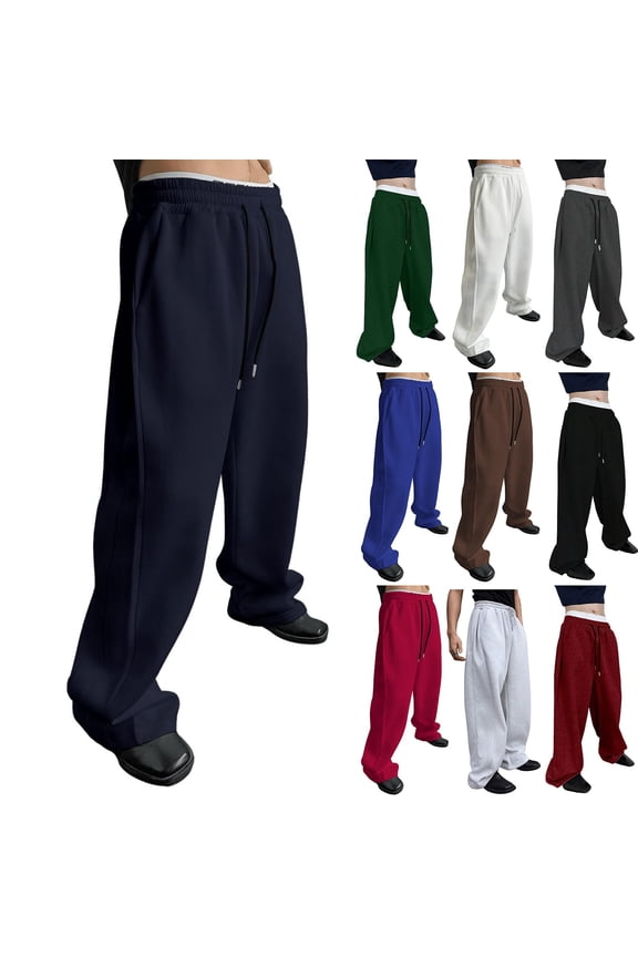 Sweatpants for Men Drawstring Elastic Straight - Pocket Wide Joggers & Lounge Pants with Loose Fit, Great for Sports and Daily ,Dark Gray S