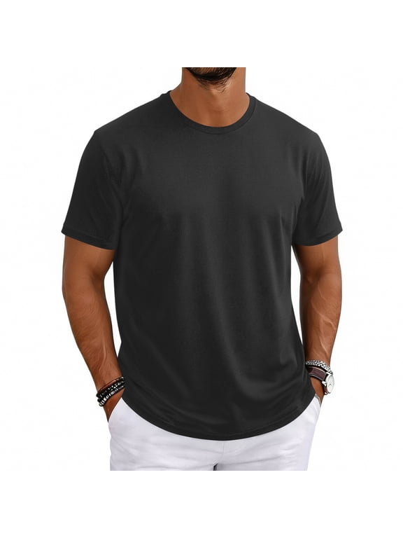 True Classic Tees Men's Short Sleeve T-Shirt - Breathable Stretchy Base Layer for Fitness Training, Mens Casual Shirts Summer Tops for Men Lightweight,Black XL