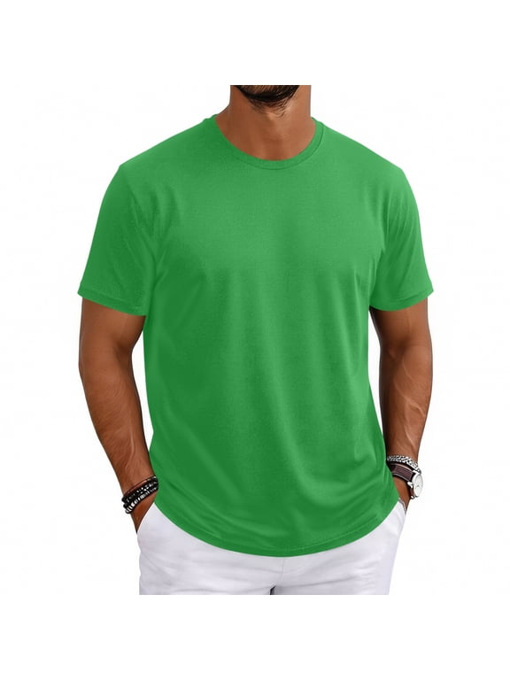True Classic Tees Men's Short Sleeve T-Shirt - Breathable Stretchy Base Layer for Fitness Training, Mens Casual Shirts Summer Tops for Men Lightweight,Green 3XL