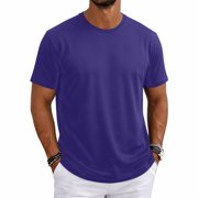 IAJDKMEK True Classic Tees Men's Short Sleeve T-Shirt - Breathable Stretchy Base Layer for Fitness Training, Mens Casual Shirts Summer Tops for Men Lightweight,Dark Purple XL