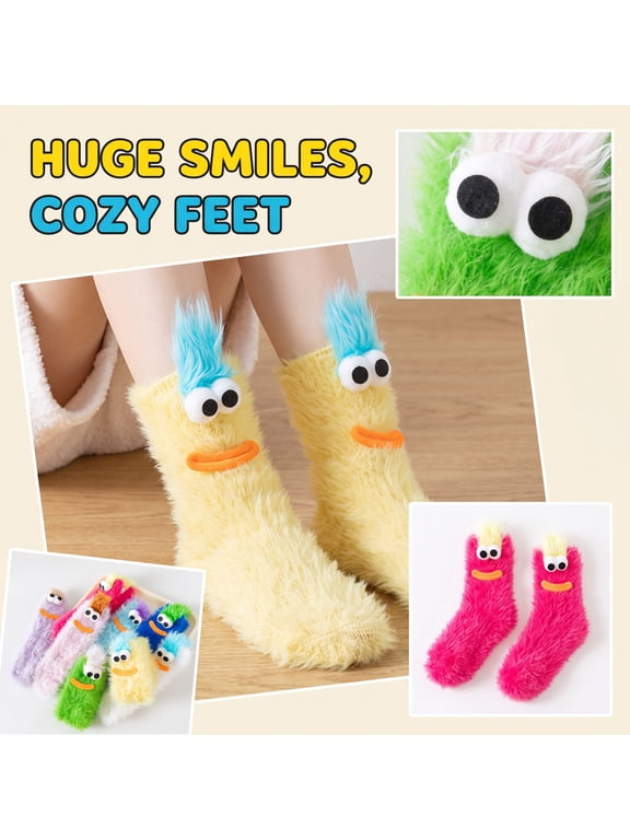 Unisex Mid Calf Fleece Floor Socks - Big Mouth Monster Thick Warm Socks