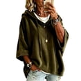 thumbnail image 1 of IAJDKMEK Women's 3/4 Sleeve Velvet Hoodie - Casual Hoodies for Women, Solid Color Pullover, Soft Plush Fall Outfits, Luxe Feel, 1 of 6