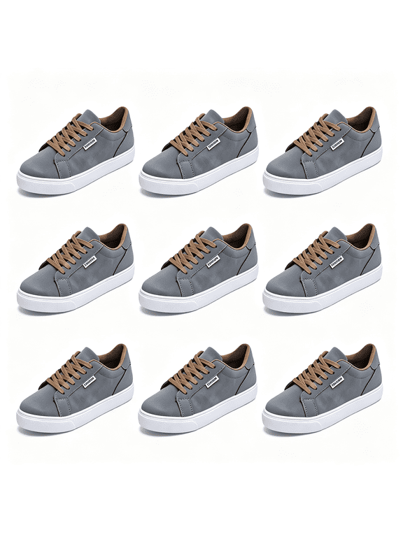 Women's 9PC Lace-Up Sneakers - Round Toe Low-Top Casual Shoes with Fashion Letter Print, Lightweight Comfortable Flats for Women's Daily Wear