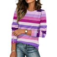 thumbnail image 1 of IAJDKMEK Women's Casual Long Sleeve Tops - Striped Round Neck Button Down Blouse, Great for Business Casual Tops and Womens Fall Fashion 2026, 1 of 5
