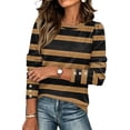 thumbnail image 1 of IAJDKMEK Women's Casual Long Sleeve Tops - Striped Round Neck Button Down Blouse, Great for Business Casual Tops and Womens Fall Fashion 2026, 1 of 5