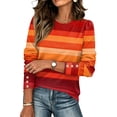 thumbnail image 1 of IAJDKMEK Women's Casual Long Sleeve Tops - Striped Round Neck Button Down Blouse, Great for Business Casual Tops and Womens Fall Fashion 2026, 1 of 5