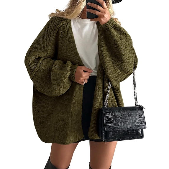 IAJDKMEK Womens Open Front Oversized Cardigan Sweaters Fall Cardigan