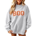 thumbnail image 1 of IAJDKMEK Womens Sweatshirt Halloween Print Top — Round Neck Loose Long Sleeve, Fall Tops for Women Festive Pullover,Light Gray L, 1 of 6