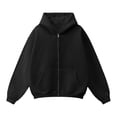 thumbnail image 1 of IAJDKMEK Zip Up Hoodie for Men - Solid Casual Winter Jacket with Soft Interior, Ribbed Cuffs, Great for School, Light Sports, and Everyday Casual Outfits,Black L, 1 of 4