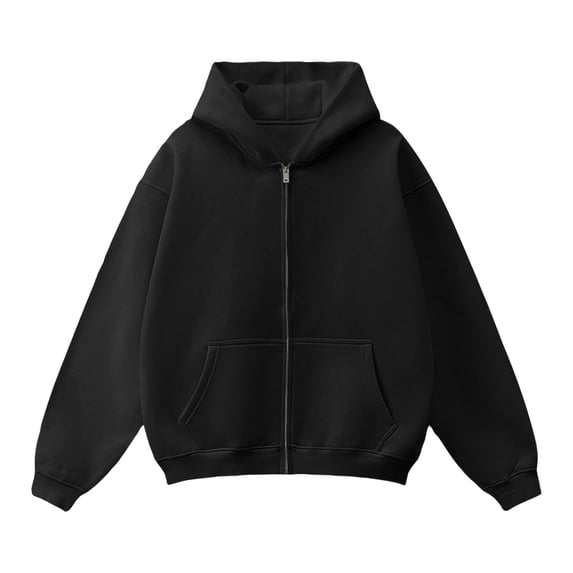 IAJDKMEK Zip Up Hoodie for Men - Solid Casual Winter Jacket with Soft Interior, Ribbed Cuffs, Great for School, Light Sports, and Everyday Casual Outfits,Black L