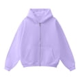thumbnail image 1 of IAJDKMEK Zip Up Hoodie for Men - Solid Casual Winter Jacket with Soft Interior, Ribbed Cuffs, Great for School, Light Sports, and Everyday Casual Outfits,Purple L, 1 of 4