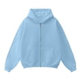 thumbnail image 1 of IAJDKMEK Zip Up Hoodie for Men - Solid Casual Winter Jacket with Soft Interior, Ribbed Cuffs, Great for School, Light Sports, and Everyday Casual Outfits,Sky Blue L, 1 of 4