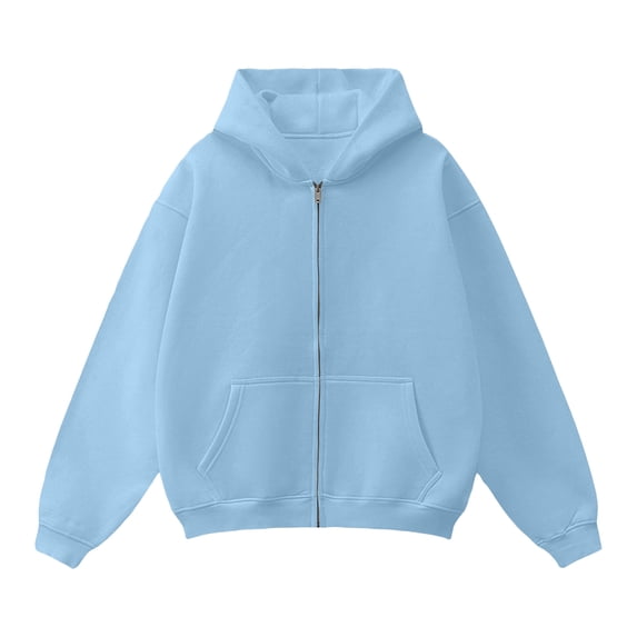 IAJDKMEK Zip Up Hoodie for Men - Solid Casual Winter Jacket with Soft Interior, Ribbed Cuffs, Great for School, Light Sports, and Everyday Casual Outfits,Sky Blue L