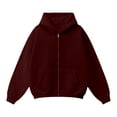 thumbnail image 1 of IAJDKMEK Zip Up Hoodie for Men - Solid Casual Winter Jacket with Soft Interior, Ribbed Cuffs, Great for School, Light Sports, and Everyday Casual Outfits,Wine M, 1 of 4