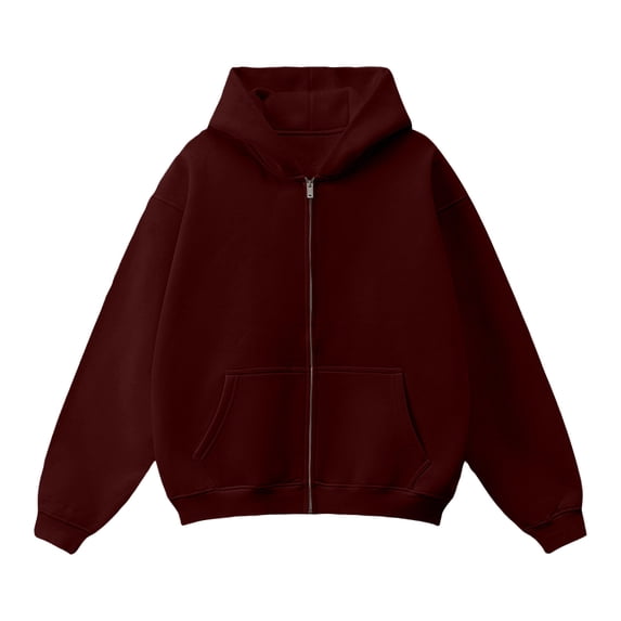 IAJDKMEK Zip Up Hoodie for Men - Solid Casual Winter Jacket with Soft Interior, Ribbed Cuffs, Great for School, Light Sports, and Everyday Casual Outfits,Wine M