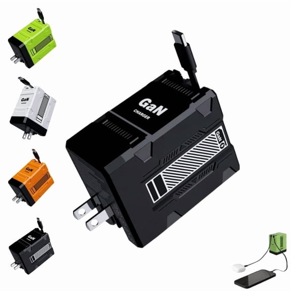 IAJFHAFS 2 in 1 GaN Charger 120w,2025 Upgraded Scalable Retractable 120w Fast Charger Module,Scalable Fast Charging for Phone, Tablet, Laptop (Green)