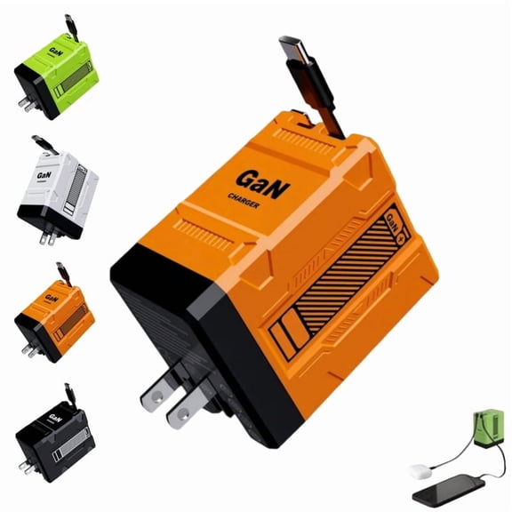 IAJFHAFS 2 in 1 GaN Charger 120w,2025 Upgraded Scalable Retractable 120w Fast Charger Module,Scalable Fast Charging for Phone, Tablet, Laptop (Green)