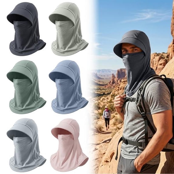 IAJFHAFS 3 In 1 Summer Cooling Balaclava Breathable Sun Protection Hood with Neck Guard & Face Mask Outdoor Activities Sun Hat for Men Women Pink