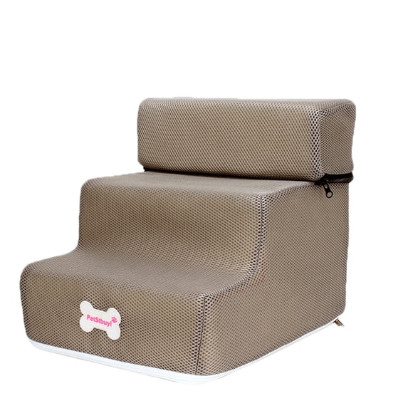 IAJFHAFS 3-Step Dog Stairs - Removable Cover, Non- Mesh & Lightweight - Pet Ladder for Small Dogs