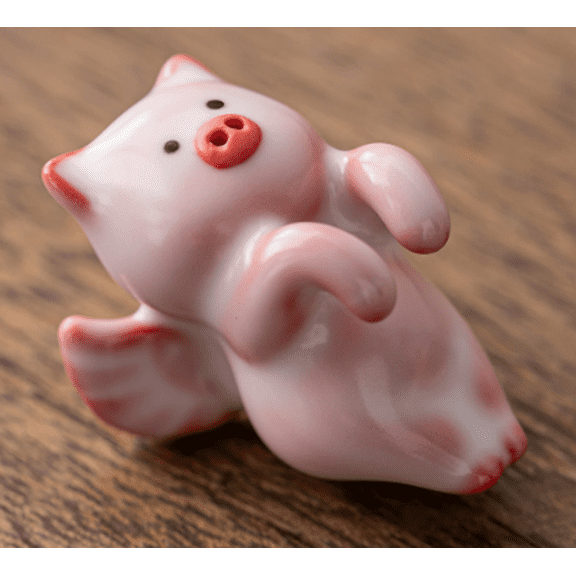 IAJFHAFS Ceramic Pig Teapet Figurine Handcrafted Kitchen Tabletop Desk Ornament for Tea Lover Collectible