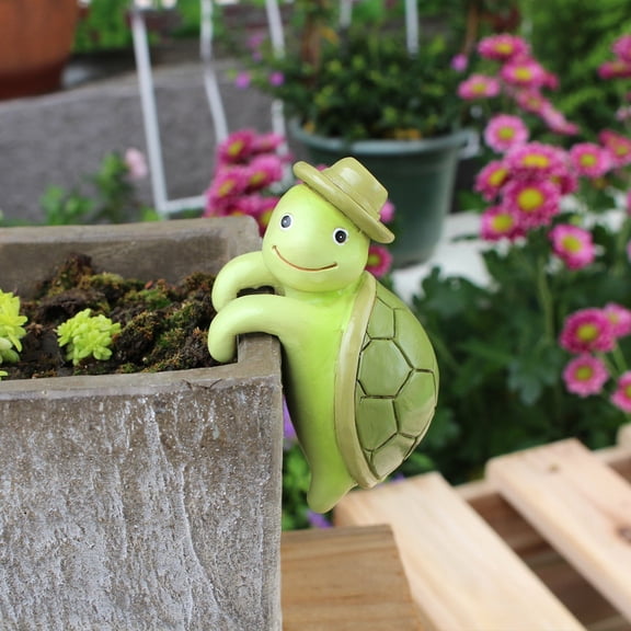 IAJFHAFS Climbing Turtle Resin Statue Flower Pot Hanging Ornament Animal for Garden Bonsai Display